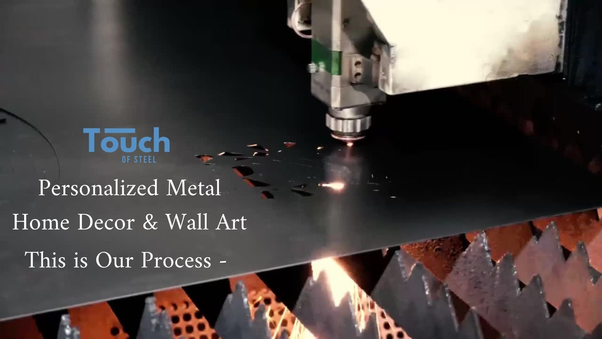 Load video: Touch of Steel&#39;s manufacturing facility in Louisiana making custom &amp; personalized laser cut metal home decor and wall art
