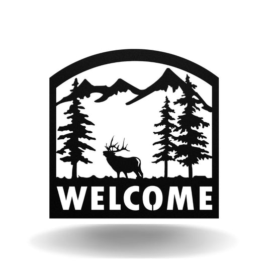 Elk Welcome Sign - Metal Wall Art