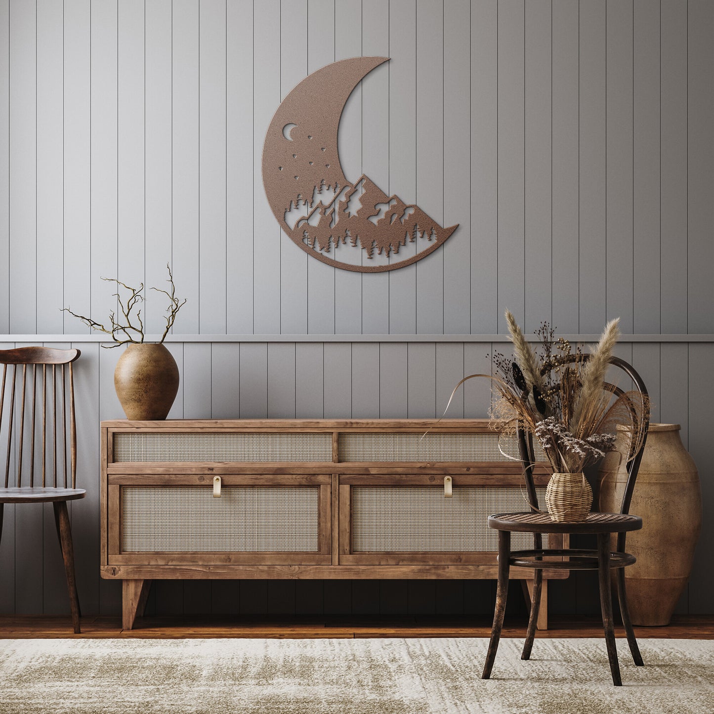 Moon Night Sky - Metal Wall Art