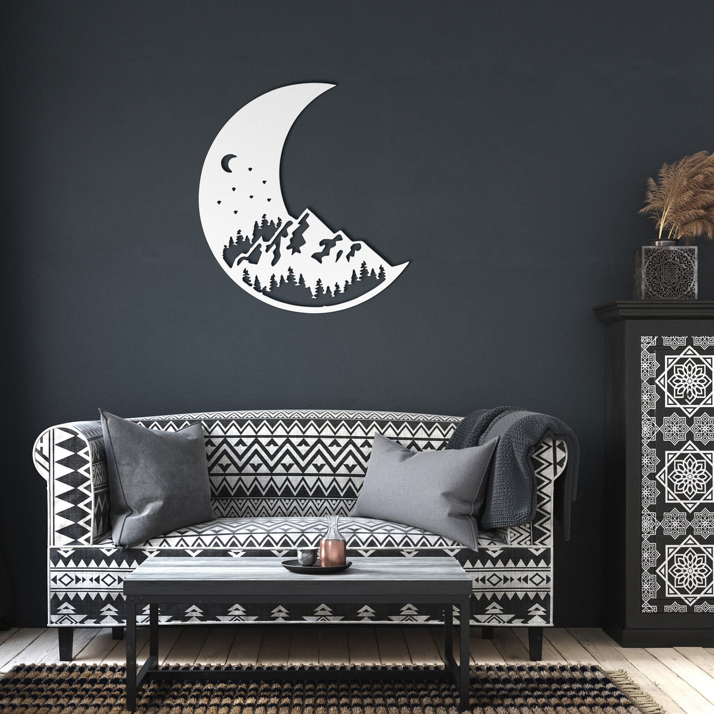 Moon Night Sky - Metal Wall Art