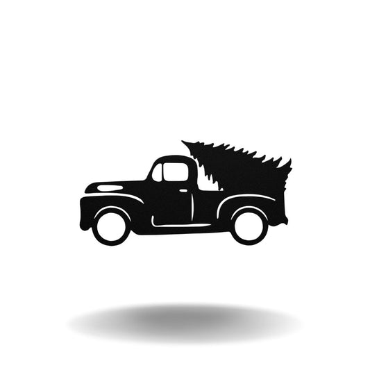 Classic Christmas Truck - Metal Wall Art