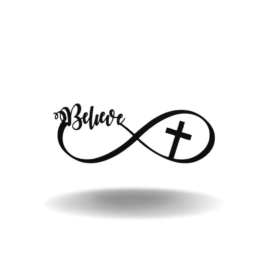 Believe Infinity W/ Cross - Metal Wall Art