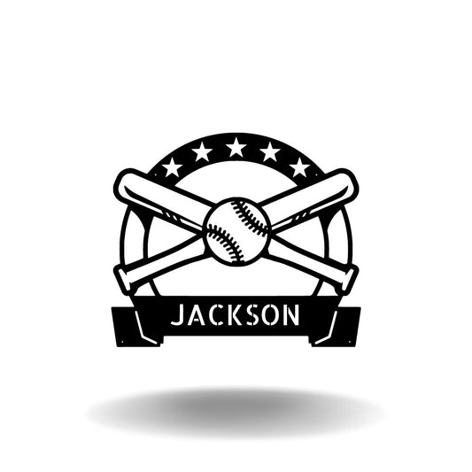 Personalized Baseball Monogram - Metal Wall Art